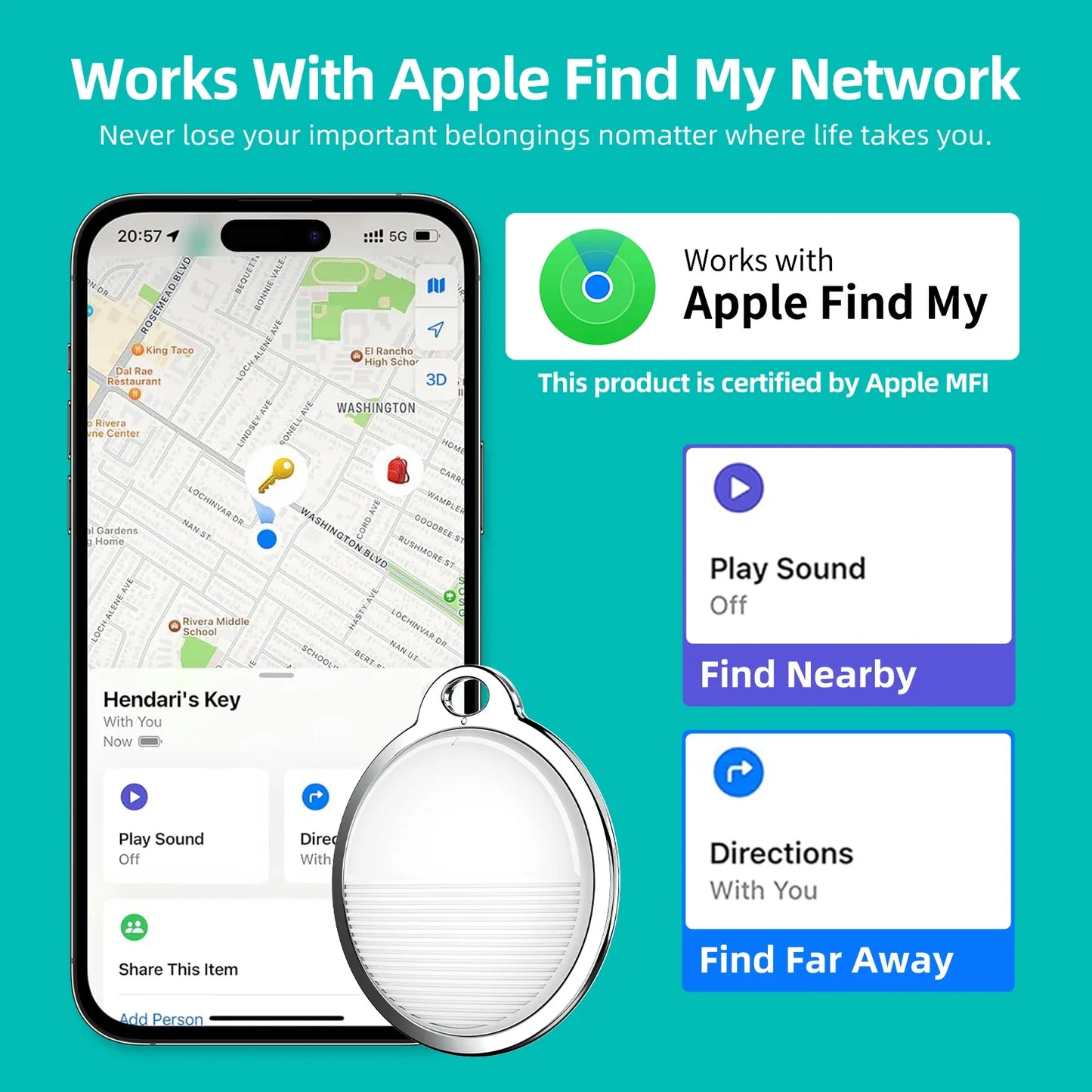 Mini GPS Tracker for Apple – Find My Compatible