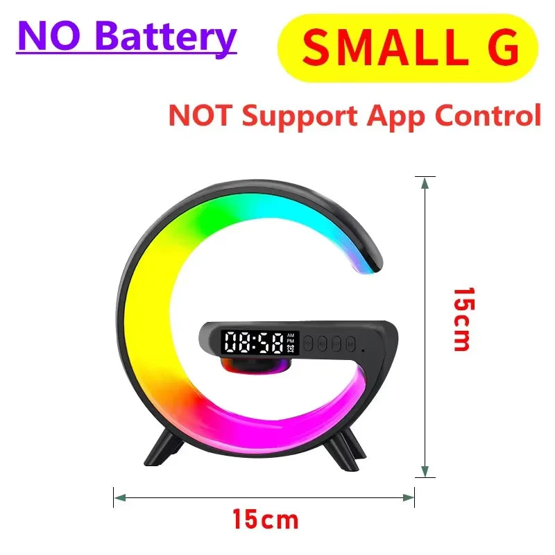 3 in 1 Wireless Charger with RGB Light, Alarm Clock & Bluetooth Speaker